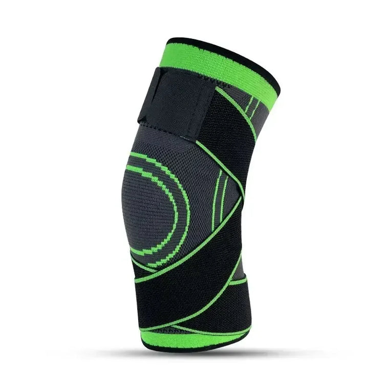 Manchon compression genou sangles ajustables course sport - coloris vert - Wellness Fusion