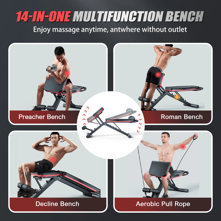 Banc de musculation pliable multifonction – 14 en 1