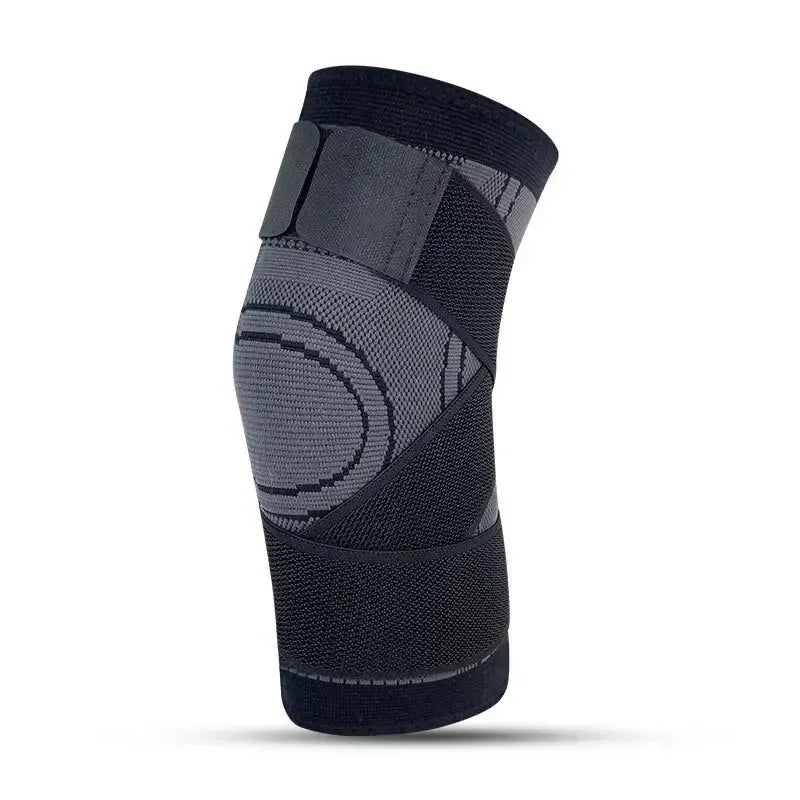 Manchon compression genou sangles ajustables course sport - coloris gris - Wellness Fusion