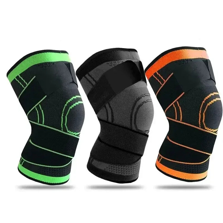Manchon compression genou sangles ajustables course entraînement sport - Wellness Fusion