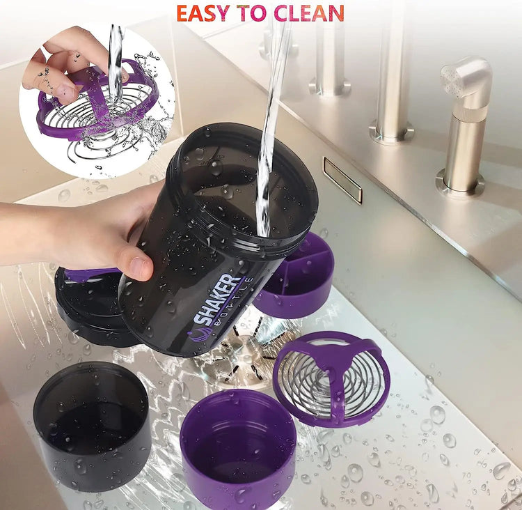 Shaker protéine 500ml portable mélangeur fitness sans grumeaux - Wellness Fusion
