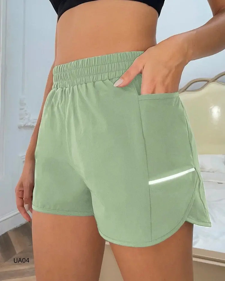 Short sport femme taille haute léger été fitness running poches - Wellness Fusion