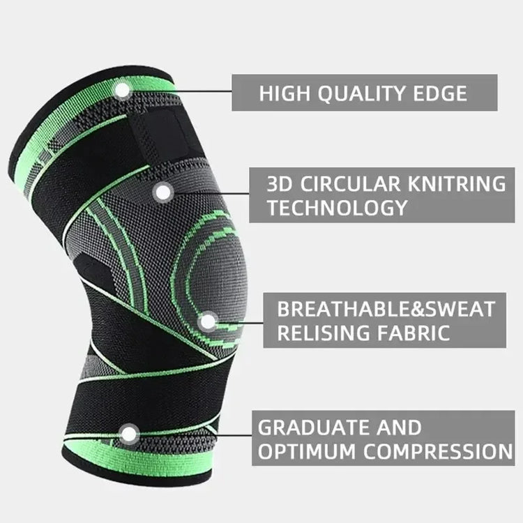 Manchon compression genou sangles ajustables course entraînement sport - Wellness Fusion
